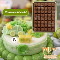 Khuôn silicon 48 ô chữ đổ thạch tên bé, trang trí bánh sinh nhật, bánh rau câu